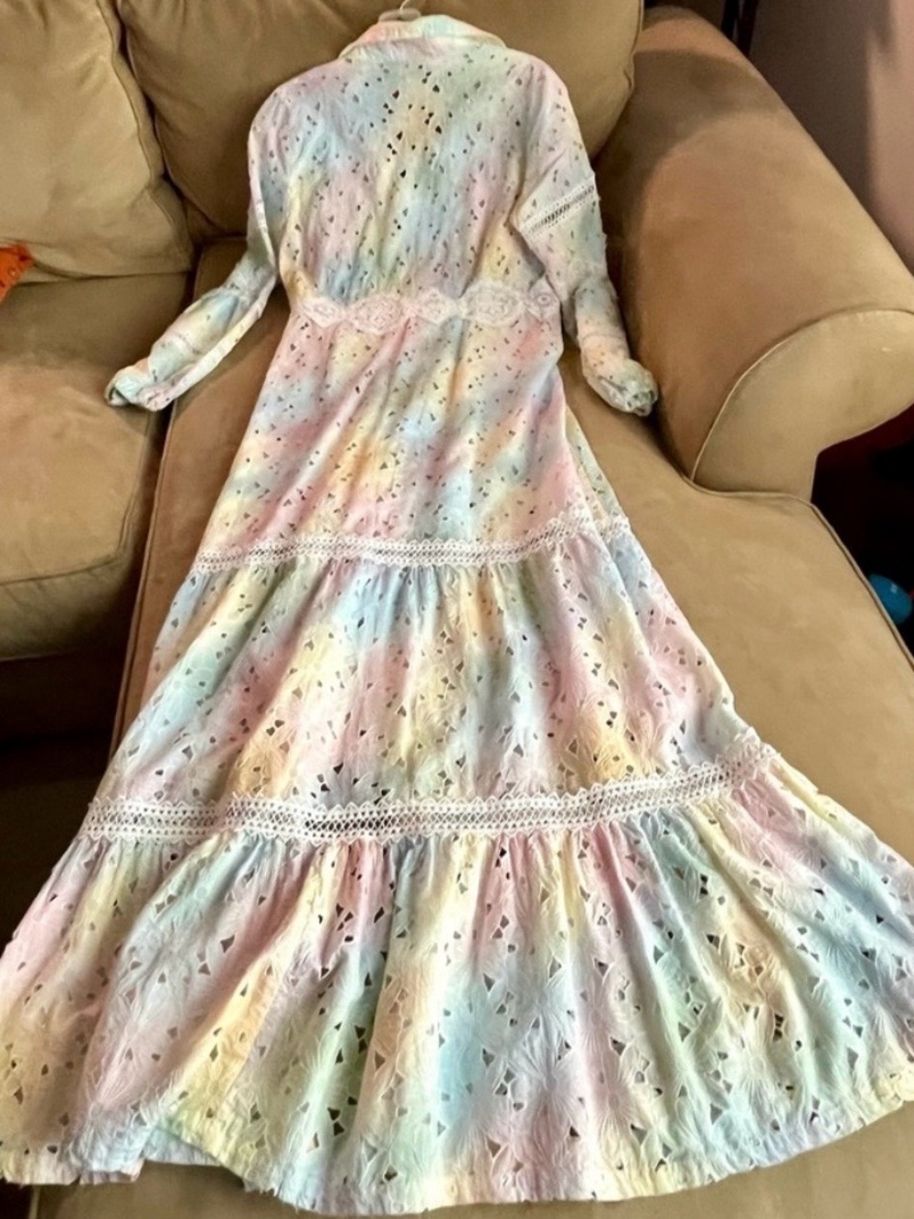 Temptation, Positano Tie-Dye Eyelet and Lace Maxi Dress - Picture 6 of 13
